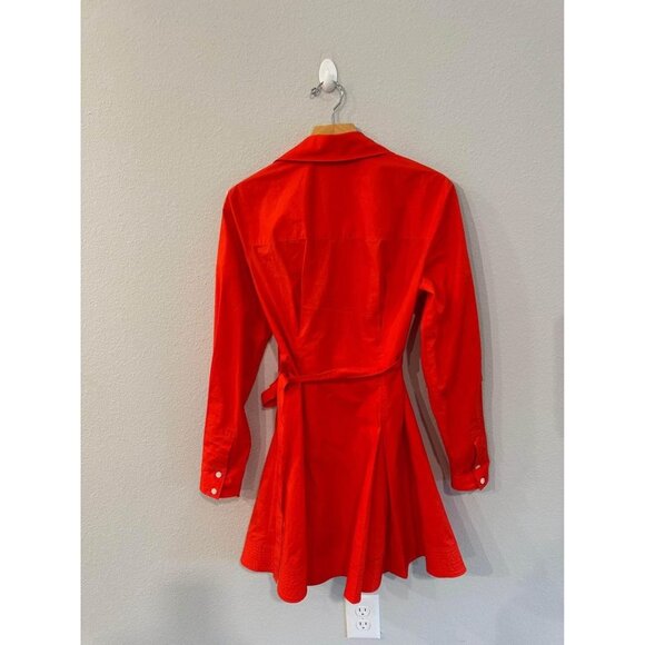 Derek Lam 10 Crosby Ruby Red Petra Button Up Wrap Mini Dress Sz 4 - Picture 7 of 7